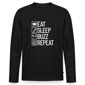Eat Sleep Buzz Repeat Cicada Reunion Tour Cicada - Männer Premium Bio Langarmshirt - Schwarz - Vorne - Nico (187cm)