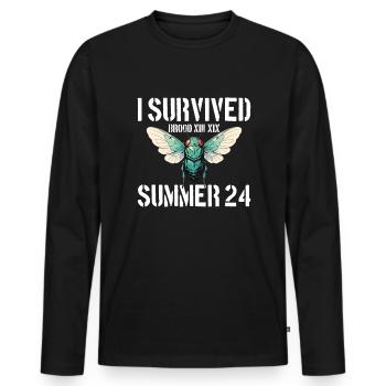Ich habe die Zikade des Zikade-Sommers 2024 überle - Männer Premium Bio Langarmshirt - Schwarz - Vorne - Nico (187cm)