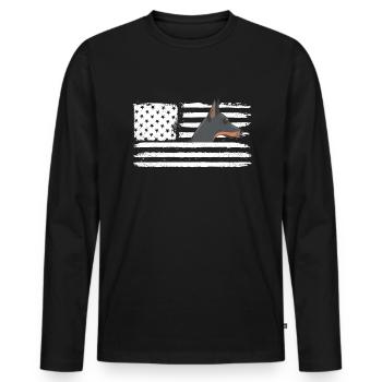Dobermann-amerikanische Flagge Dobie Patriotischer - Männer Premium Bio Langarmshirt - Schwarz - Vorne - Nico (187cm)