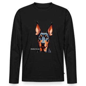 Dobermann Haustier Dobie Dobermann - Männer Premium Bio Langarmshirt - Schwarz - Vorne - Nico (187cm)