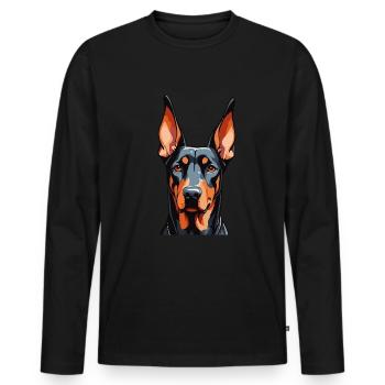 Dobermann Haustier Dobie Dobermann - Männer Premium Bio Langarmshirt - Schwarz - Vorne - Nico (187cm)