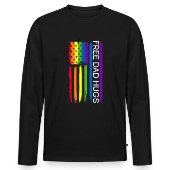Kostenlose Papa-Umarmungen LGBTQ-Regenbogen-USA-Fl - Männer Premium Bio Langarmshirt - Schwarz - Vorne - Nico (187cm)