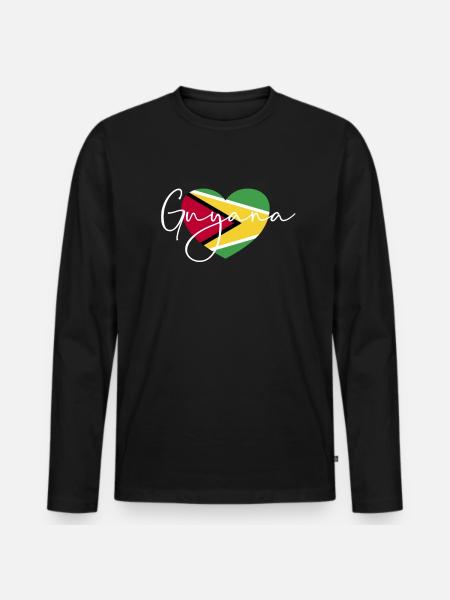 Guyana-Flaggen-Herz Stolzes Guyana-Guyana - Männer Premium Bio Langarmshirt - Schwarz