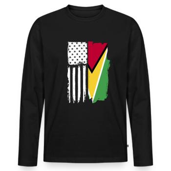 Guyana-amerikanische Flagge Guyana-Amerikanisch-Gu - Männer Premium Bio Langarmshirt - Schwarz - Vorne - Nico (187cm)