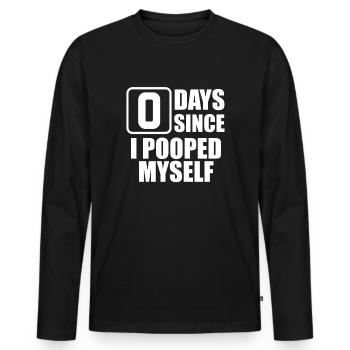 Null Tage, seit ich mich peinlich selbst kackt hab - Männer Premium Bio Langarmshirt - Schwarz - Vorne - Nico (187cm)