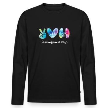 Friedensliebes-Nieren-Diabetes-Diabetiker-Bewussts - Männer Premium Bio Langarmshirt - Schwarz - Vorne - Nico (187cm)
