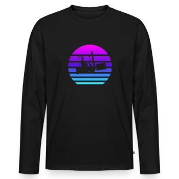 Gabelstaplerfahrer Vaporwave-Gabelstaplerfahrer - Männer Premium Bio Langarmshirt - Schwarz - Vorne - Nico (187cm)