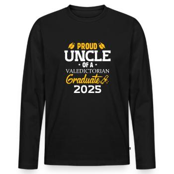 Onkel einer Absolventenfamilie 2025 - Männer Premium Bio Langarmshirt - Schwarz - Vorne - Nico (187cm)
