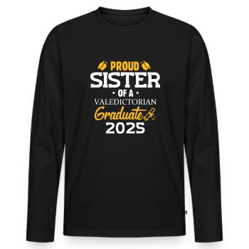 Schwester einer Absolventenfamilie 2025 - Männer Premium Bio Langarmshirt - Schwarz - Vorne - Nico (187cm)