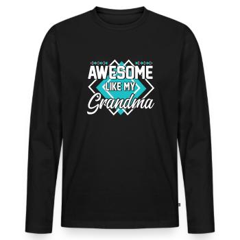 Großartig wie meine Oma - Männer Premium Bio Langarmshirt - Schwarz - Vorne - Nico (187cm)