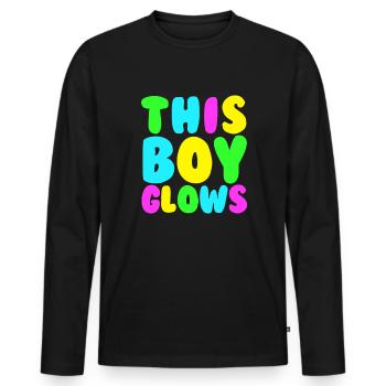 This Boy Glows Men's 80s Disco Boys Glow Day - Männer Premium Bio Langarmshirt - Schwarz - Vorne - Nico (187cm)