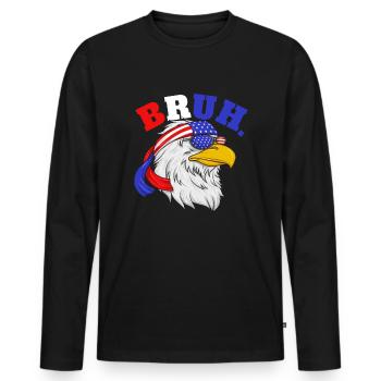 Bruh 4. Juli Eagle Kids Tacky 4. Juli EagleBruh 4. - Männer Premium Bio Langarmshirt - Schwarz - Vorne - Nico (187cm)