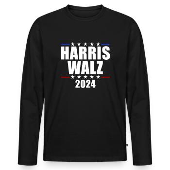 Harris Walz 2024 Kamala Harris 24 Präsident Harris - Männer Premium Bio Langarmshirt - Schwarz - Vorne - Nico (187cm)