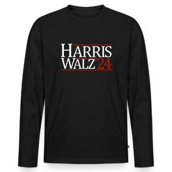 Harris Walz 24 Kamala Harris 2024 Präsident Harris - Männer Premium Bio Langarmshirt - Schwarz - Vorne - Nico (187cm)