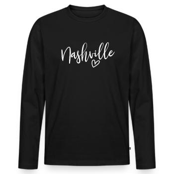 Nashville My Home Tennessee Love Women's Nashville - Männer Premium Bio Langarmshirt - Schwarz - Vorne - Nico (187cm)