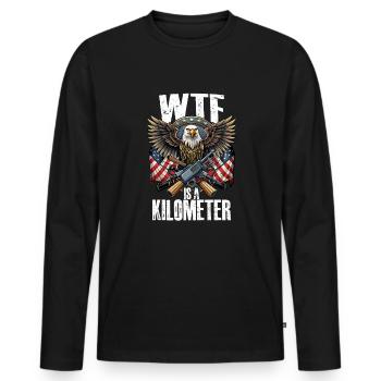 WTF ist ein Kilometer. 4. Juli Eagle WTF-Kilometer - Männer Premium Bio Langarmshirt - Schwarz - Vorne - Nico (187cm)