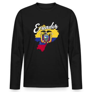 Ecuador-Kartenflagge, stolze Ecuadorianer, patriot - Männer Premium Bio Langarmshirt - Schwarz - Vorne - Nico (187cm)