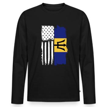 Bajan American Proud Barbadian Roots Barbados - Männer Premium Bio Langarmshirt - Schwarz - Vorne - Nico (187cm)