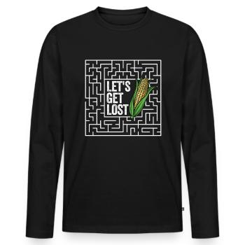 Perdons le labyrinthe de maïs. Drôle Ha - T-shirt manches longues Premium bio Homme - noir - Devant - Nico (187cm)