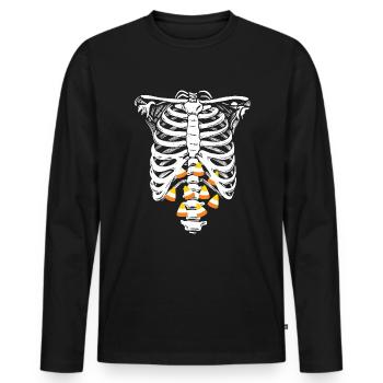Candy Corn Skelett Halloween Kostüm Candy Corn - Männer Premium Bio Langarmshirt - Schwarz - Vorne - Nico (187cm)