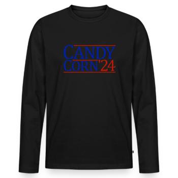 Candy Corn '24 Halloween 2024 Präsident Candy Corn - Männer Premium Bio Langarmshirt - Schwarz - Vorne - Nico (187cm)