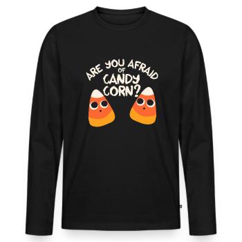 Are you afraid of the Candy Corn Halloween Costume - Men's Premium Organic Long Sleeve Shirt - black - Front - Nico (187cm)