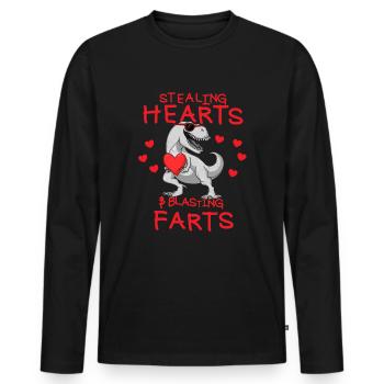 Voler des cœurs et faire exploser des pets, Valent - T-shirt manches longues Premium bio Homme - noir - Devant - Nico (187cm)