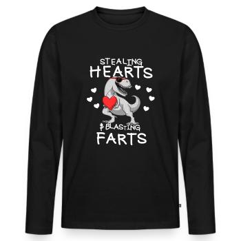 Voler des cœurs et faire exploser des pets, Valent - T-shirt manches longues Premium bio Homme - noir - Devant - Nico (187cm)