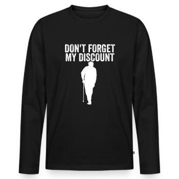 N’oubliez pas ma réduction pour les personnes âgées - T-shirt manches longues Premium bio Homme - noir - Devant - Nico (187cm)