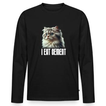 I Eat Cement Cat Memes Funny, I Eat Cement - Men's Premium Organic Long Sleeve Shirt - black - Front - Nico (187cm)