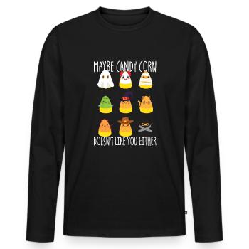 Vielleicht mag dich Candy Corn auch nicht, Candy C - Männer Premium Bio Langarmshirt - Schwarz - Vorne - Nico (187cm)