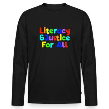 Alphabetisierung und Gerechtigkeit für alle Bücher - Männer Premium Bio Langarmshirt - Schwarz - Vorne - Nico (187cm)