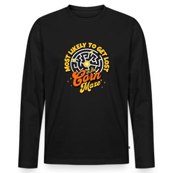 Verlieren Sie sich höchstwahrscheinlich im lustige - Männer Premium Bio Langarmshirt - Schwarz - Vorne - Nico (187cm)