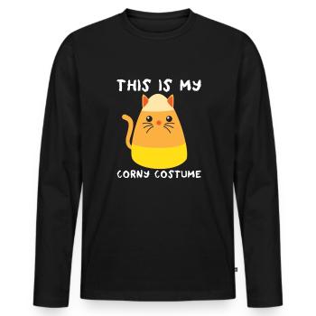 Das ist mein kitschiges Halloween-Katze-Candy-Corn - Männer Premium Bio Langarmshirt - Schwarz - Vorne - Nico (187cm)