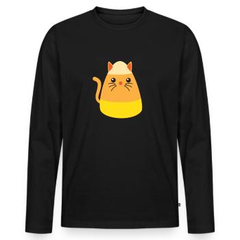 Candy Corn Katzenkostüm Halloween Katze Candy Corn - Männer Premium Bio Langarmshirt - Schwarz - Vorne - Nico (187cm)