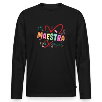 Maestra Spanischlehrerin Fremdsprache Maestra - Männer Premium Bio Langarmshirt - Schwarz - Vorne - Nico (187cm)