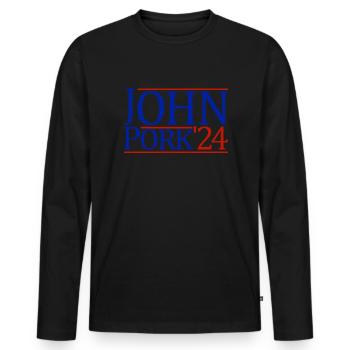 John Pork '24 John Pork - Männer Premium Bio Langarmshirt - Schwarz - Vorne - Nico (187cm)