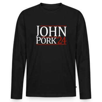 John Pork '24 John PorkJohn Pork Fan Shirt - Männer Premium Bio Langarmshirt - Schwarz - Vorne - Nico (187cm)