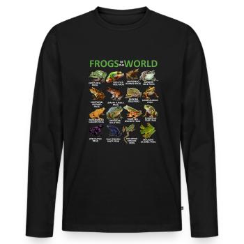 Les grenouilles du monde aiment les grenouilles, l’herpétologie pour - T-shirt manches longues Premium bio Homme - noir - Devant - Nico (187cm)