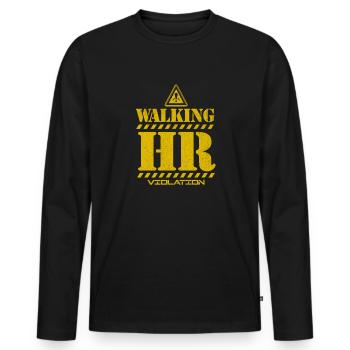 Ressources humaines Drôle Marche RH-Violatif A - T-shirt manches longues Premium bio Homme - noir - Devant - Nico (187cm)