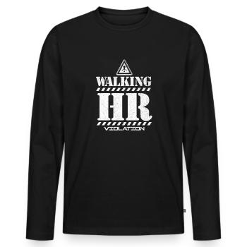 Ressources humaines Drôle Marche RH-Violatif A - T-shirt manches longues Premium bio Homme - noir - Devant - Nico (187cm)