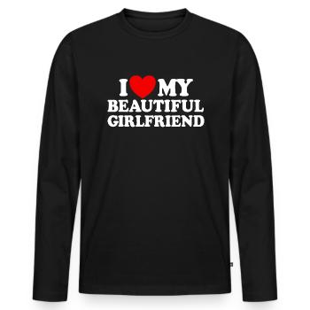 Ich liebe meine schöne Freundin - Männer Premium Bio Langarmshirt - Schwarz - Vorne - Nico (187cm)