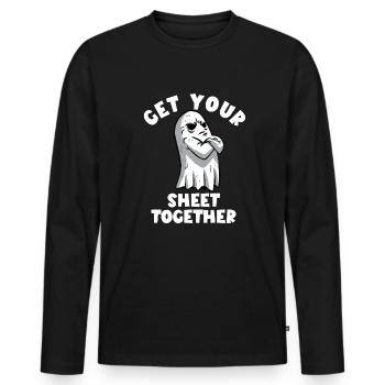 Halloween Ghost. Get your hand together - Men's Premium Organic Long Sleeve Shirt - black - Front - Nico (187cm)
