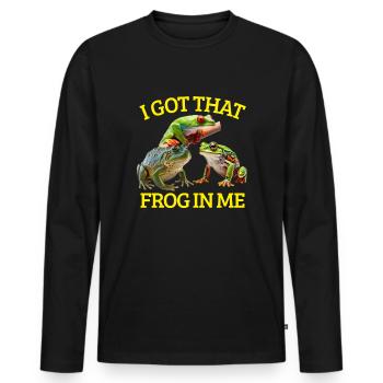 J’ai cette grenouille en moi. Amoureux des grenouilles, hey - T-shirt manches longues Premium bio Homme - noir - Devant - Nico (187cm)