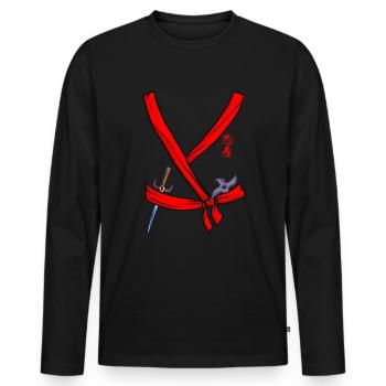 Ninja Costume, Black Ninja Halloween Ninja Costume - Men's Premium Organic Long Sleeve Shirt - black - Front - Nico (187cm)