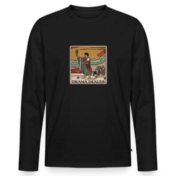 Drama Dealer Tarot Card, Funny Stage Acting - Men's Premium Organic Long Sleeve Shirt - black - Front - Nico (187cm)