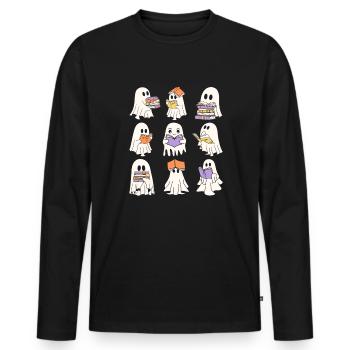 Livres de lecture fantôme Halloween Booooks Livre fantôme - T-shirt manches longues Premium bio Homme - noir - Devant - Nico (187cm)