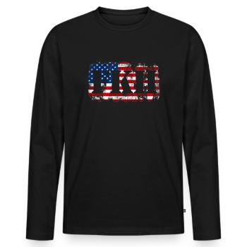 FKH Anti-Kamala-Hass Kamala Harris FKH - Männer Premium Bio Langarmshirt - Schwarz - Vorne - Nico (187cm)