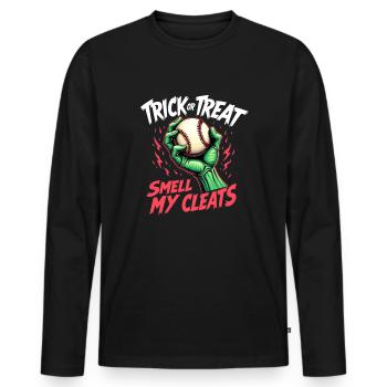 Süßes oder Saures, rieche meine Stollen, Baseball- - Männer Premium Bio Langarmshirt - Schwarz - Vorne - Nico (187cm)