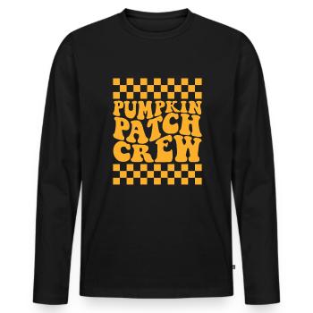 Pumpkin Patch Crew Famille Halloween Pumpkin Patch - T-shirt manches longues Premium bio Homme - noir - Devant - Nico (187cm)